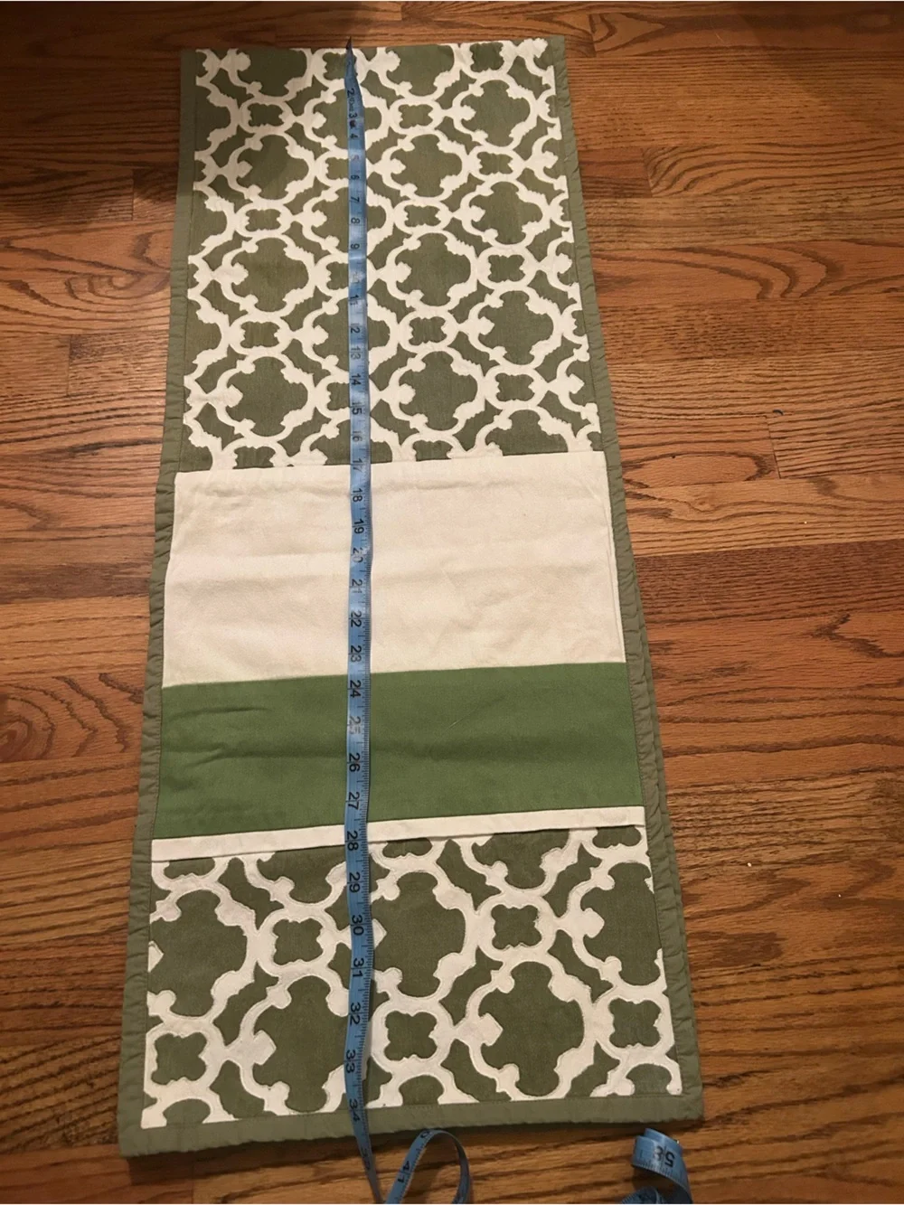 Green & White Cottagecore Inspired Table Runner